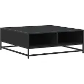 vidaXL Salontafel 80x80x30 cm bewerkt hout en metaal zwart