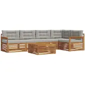 vidaXL Buiten bank set 6 st Natuurlijk en Licht Grijs