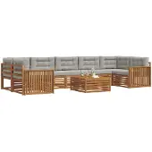 vidaXL Buiten bank set 8 st Natuurlijk en Licht Grijs