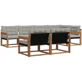 vidaXL Buiten bank set 7 st Naturel en lichtgrijs