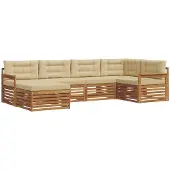 vidaXL Buiten bank set 6 st Natuurlijk en Beige