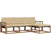 vidaXL Buiten bank set 4 st Natuurlijk en Beige