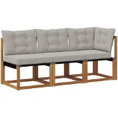 vidaXL 3 st Outdoor Midden- en Hoekbank Naturel