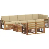 vidaXL Buiten bank set 9 st Natuurlijk en Beige Polyester