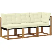 vidaXL 3 st Outdoor Midden- en Hoekbank Naturel