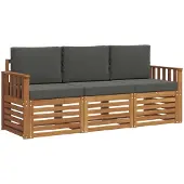 vidaXL Sofa-Sets 3 st Natuurlijk en Antraciet Massief Acacia Hout