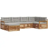 vidaXL Buiten bank set 6 st Natuurlijk en Licht Grijs