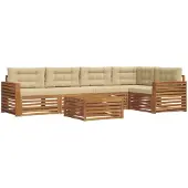 vidaXL Buiten bank set 6 st Natuurlijk en Beige