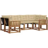 vidaXL Tuinset met 6 zitplaatsen, natuurlijke en beige kleuren