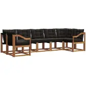 vidaXL Buiten bank set 7 st Naturel en Zwart
