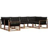 vidaXL Buiten bank set 6 st Natuurlijk en zwart