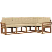 vidaXL Buiten bank set 5 st Natuurlijk en Beige