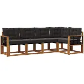 vidaXL Buiten bank set 5 st Naturel en Zwart