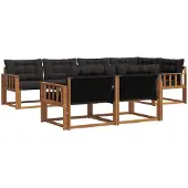 vidaXL Buiten bank set 7 st Naturel en Zwart