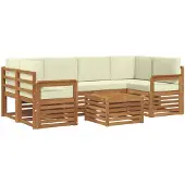 vidaXL Buiten bank set 7 st Natuurlijk en Crème Massief Acacia Hout