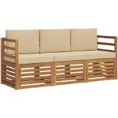 vidaXL Sofa-Sets 3 st Natuurlijk en Beige Massief Acacia Hout