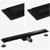 vidaXL 2 in 1 Doucheafvoer Zwart 70 cm Roestvrij staal 304