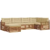 vidaXL Buiten bank set 6 st Natuurlijk en Beige