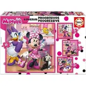 Educa puzzel Minnie Mouse progressief - 4-in-1 kartonnen legpuzzel.