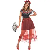 Vegaoo - Dia de los Muertos outfit met rode sluier voor vrouwen