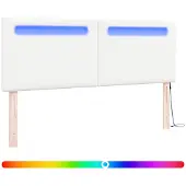 vidaXL LED Hoofdbord Wit 160 cm Kunstleer