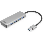 ACT AC6121 USB-A Hub 3.0 | 4x USB-A | Zilver | Aluminium