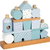 Small Foot - Houten Stapelhuis Blauw - 18dlg.