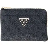 GUESS kaarthoes sleutelgeval Laurel II SLG Key Ring Pouch Coal Logo donkergrijs