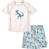 Playshoes UV-bescherming 'Dino' ecru / opaal / cognac / wit
