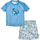 Playshoes UV-bescherming 'UDino' blauw / navy / opaal / oranje
