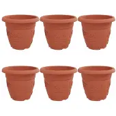 vidaXL Ronde Bloempot 6 st Baksteenrood Ø 34 x 28 cm Kunststof