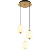 Globo Lighting Gouden hanglamp Ewald 3-lichts Ø 37,5cm wit glas