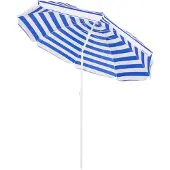 Springos Parasol | Strand Parasol | Parasols | Opvouwbaar | 180 cm | Blauw/Wit