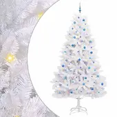 vidaXL Kunstmatige Hinged Kerstboom Wit 270 cm PVC en Staal