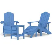 vidaXL Tuinstoelen Adirondack met voetenbank en tafel HDPE aquablauw