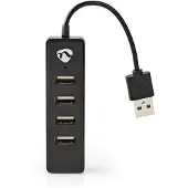 Nedis USB-Hub | USB-A Male | 4x USB A Female | 4-Poorts | 1 stuks - UHUBU2420BK - UHUBU2420BK