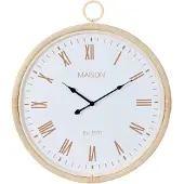 J-Line 40932 Wandklok Kyr Rotan/Mdf Natuur/Wit Medium - 55,5 x 4,5 x 64 cm