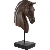 J-Line decoratie Paard Hoofd Laag - polyresin - donkerbruin