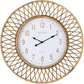 J-Line klok Wonder - rotan - naturel/wit - large - Ø 61.5 cm