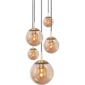 Steinhauer 5 Lichts Vide Hanglamp Bolique Goud Met Amber Glas