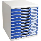 Exacompta MODULO A4-ladebox Office blauw, 10 laden gesloten A4/A4+, geruisloos, veiligheidsstop, stapelbaar