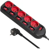 Macleans MCE204 power extension 1.5 m 5 AC outlet(s) Indoor Black. Ed