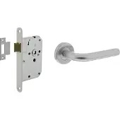 Intersteel deurbeslag set loopslot wit met deurkruk Recht op rozet ø53x9mm - RVS