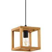 Eglo 32145 Blackcrown 1 Hanglamp Staal Zwart/Hout Bruin - 1 x E27