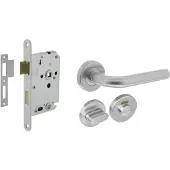 Intersteel Deurbeslag set wc slot 63/8mm wit + deurkruk Recht rvs + wc-sluiting