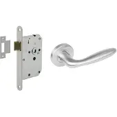 Intersteel deurbeslag set loopslot wit met deurkruk Jupiter op rozet ø53x8mm - RVS