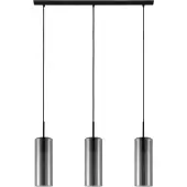 Eglo Glazen hanglamp Keyns 3-lichts zwart met smoke glas