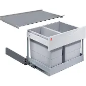 Hailo Tandem S afvalsysteem voor kastbreedte 60cm grijs/zilver 30 liter (12 + 18)