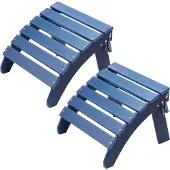 Vevor Adirondack voetenbank, set van 2, 18,7L x 18,9B x 13,8H Zoll, gemaakt van HDPE-kunststof, geschikt voor buiten, terras, zwembad, gazon, tuin, blauw
