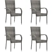 vidaXL 5-delige Tuinset poly rattan grijs
